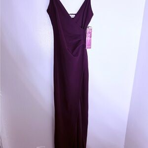 NWT - Emerald Sundae Burgundy Evening Gown Thigh Slit Size XXS